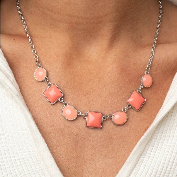 Jewelry - Silver and Pink Geometric Necklace